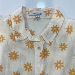 Madewell Cream and Orange Floral Button Down Shirt